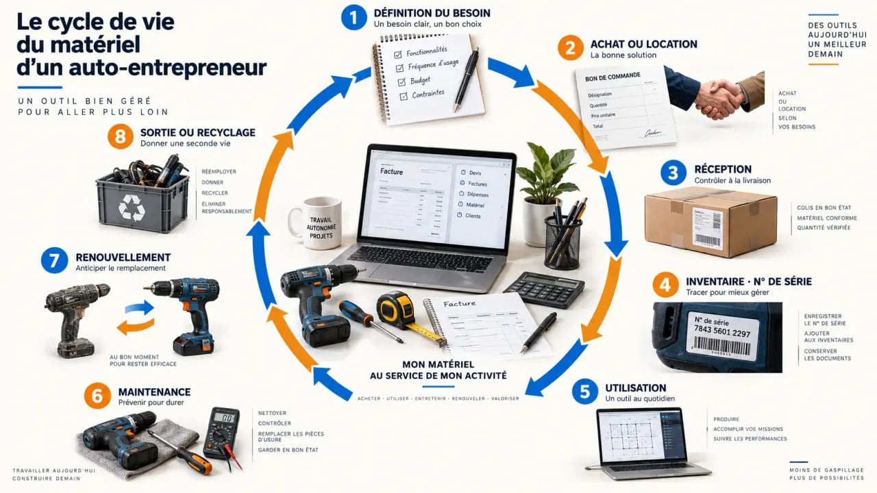 Cycle de vie du matériel professionnel pour optimiser la gestion de son matériel professionnel en auto-entreprise